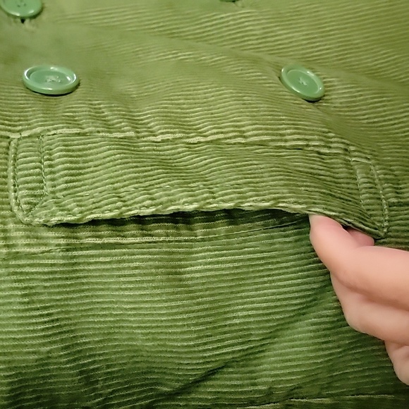 GAP 100% Cotton Corduroy Double Breasted Lined Peacoat green size S - Picture 3 of 12